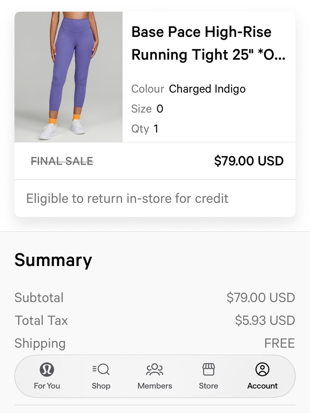 Lululemon Base Pace High-Rise Running Tight